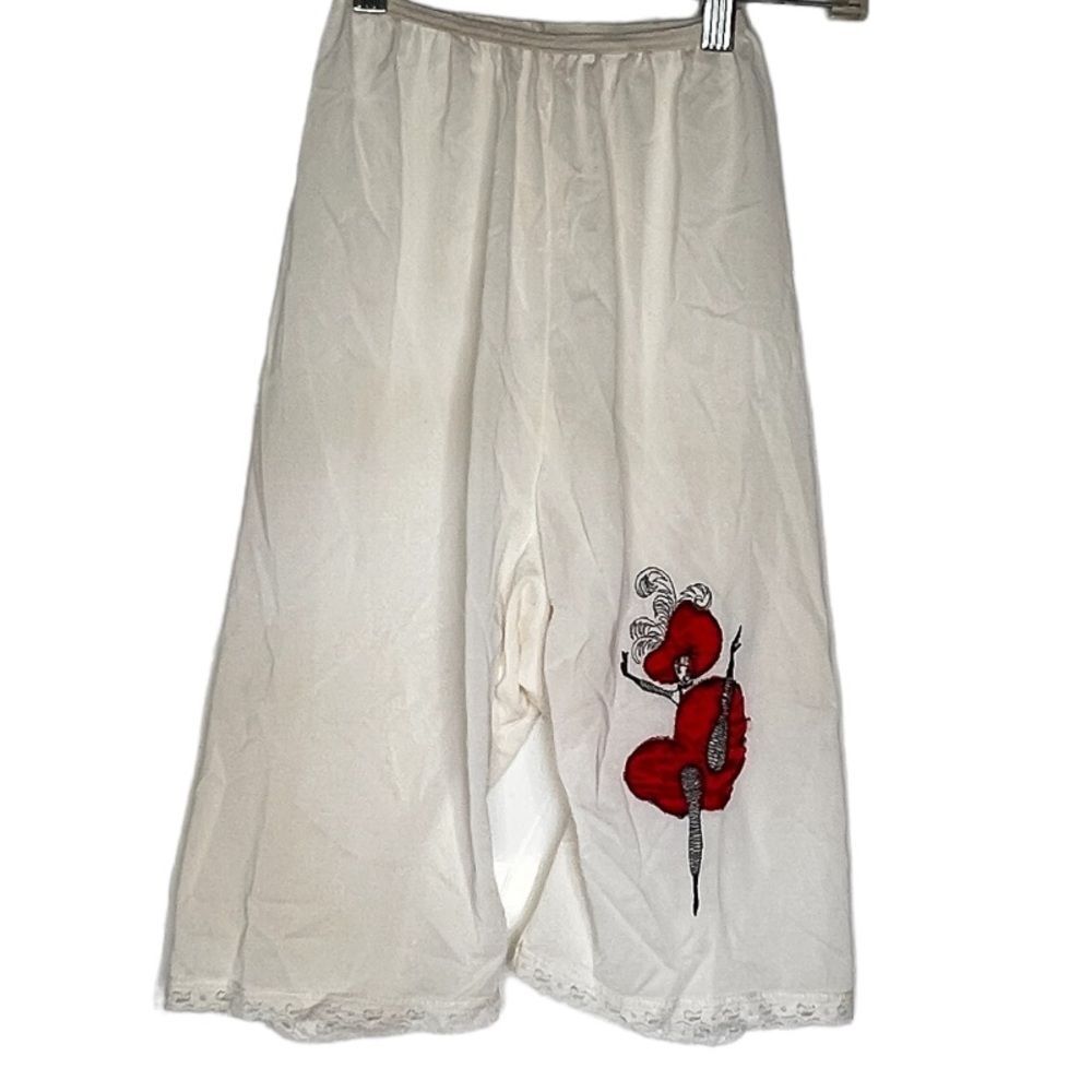 Vintage Nylon Cropped‎ Pants with Dancing Girl